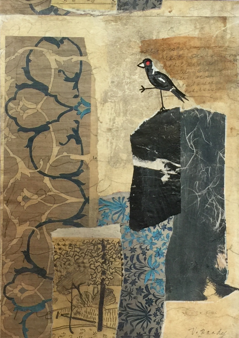 Varelle Hardy The churchyard resident caretaker 2018 collage on paper 28 x 35cm frame