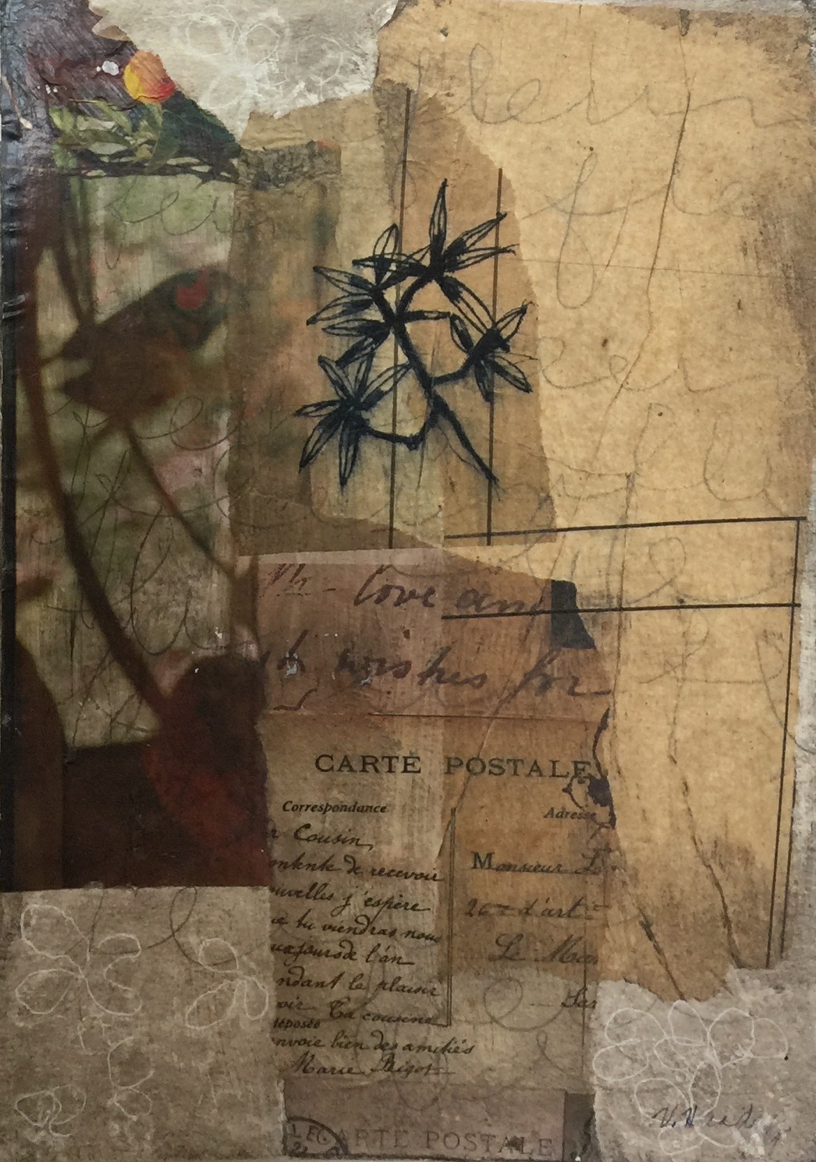Varelle Hardy Blowing in the breeze 2018 collage on paper 28 x 35cm frame
