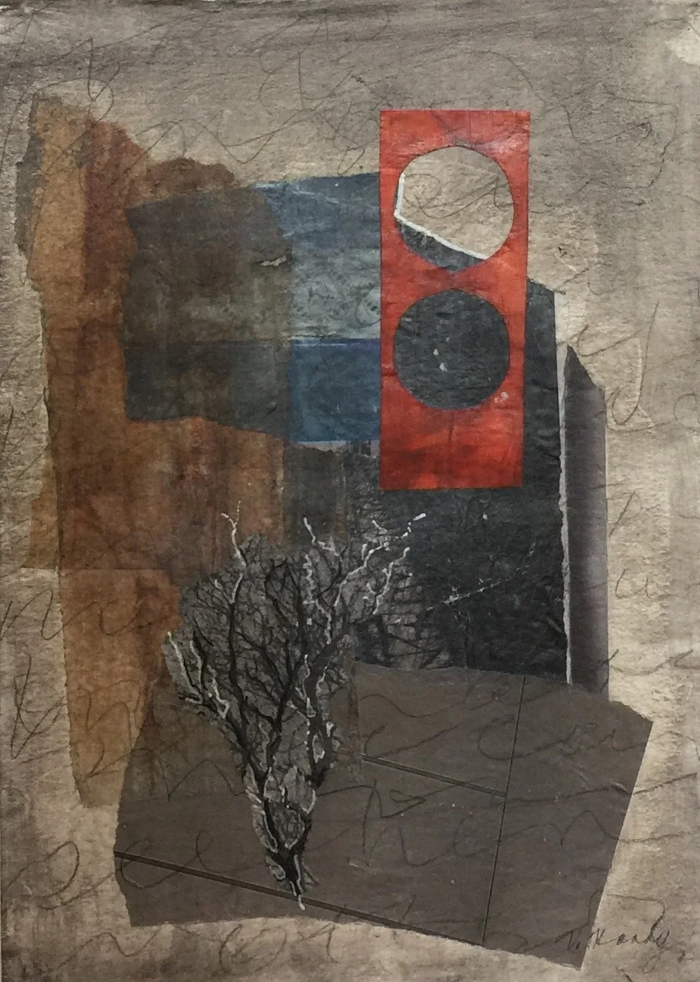 Varelle Hardy A tree in the church 2018 collage on paper 28 x 35cm frame