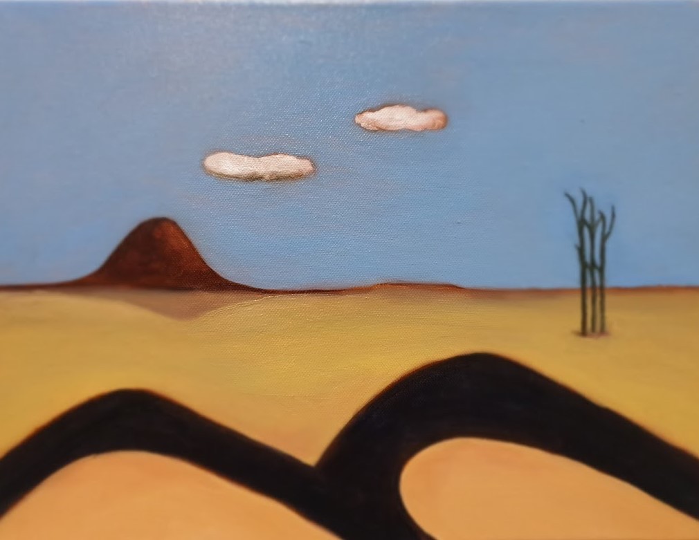Malcolm Sands The Road Through Bylong 2019 oil on canvas 33 x 43.5cm framed $450.00