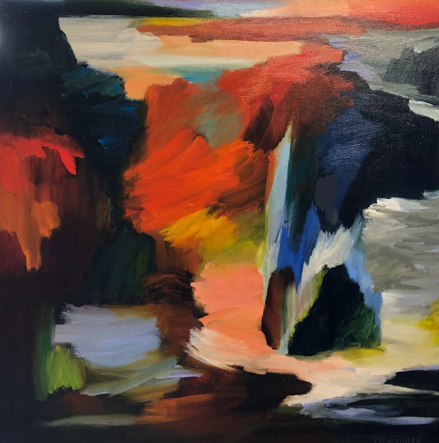 Lydia Miller Abstracted landscape 2016 76 x76cm SOLD