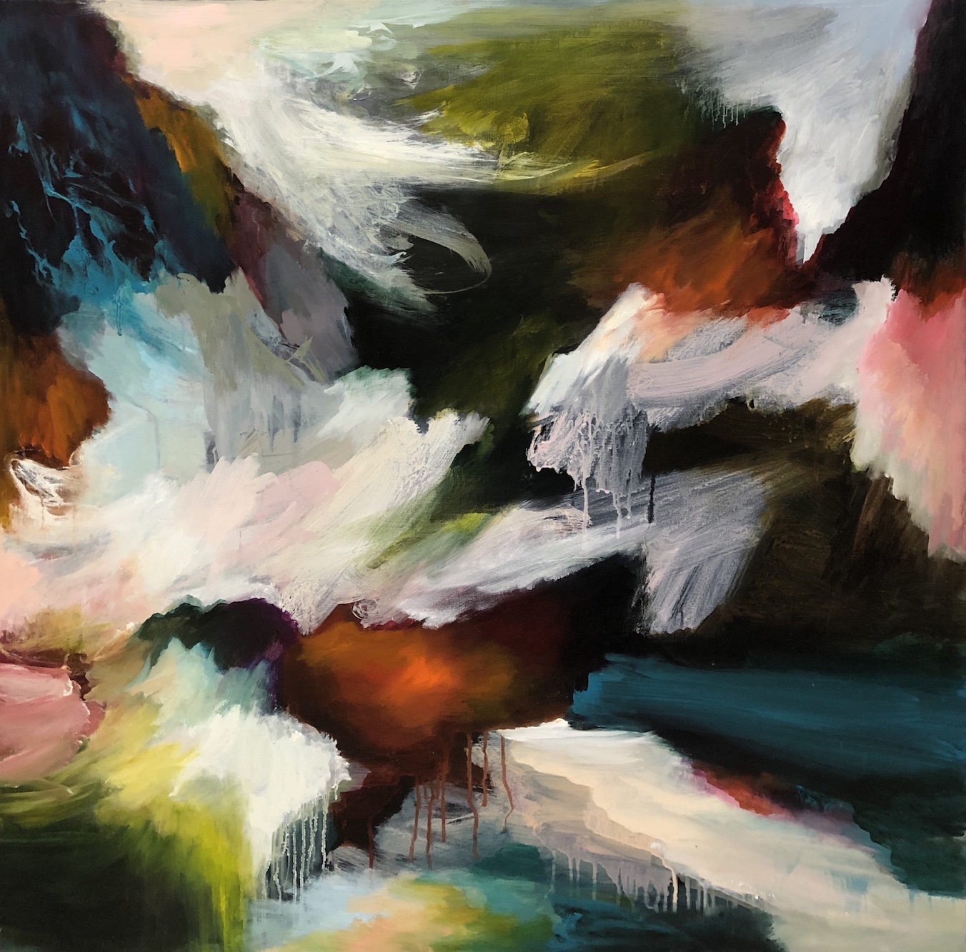 Lydia Miller Coastal Lands 2018 oil on canvas 91x91cm $2200.00