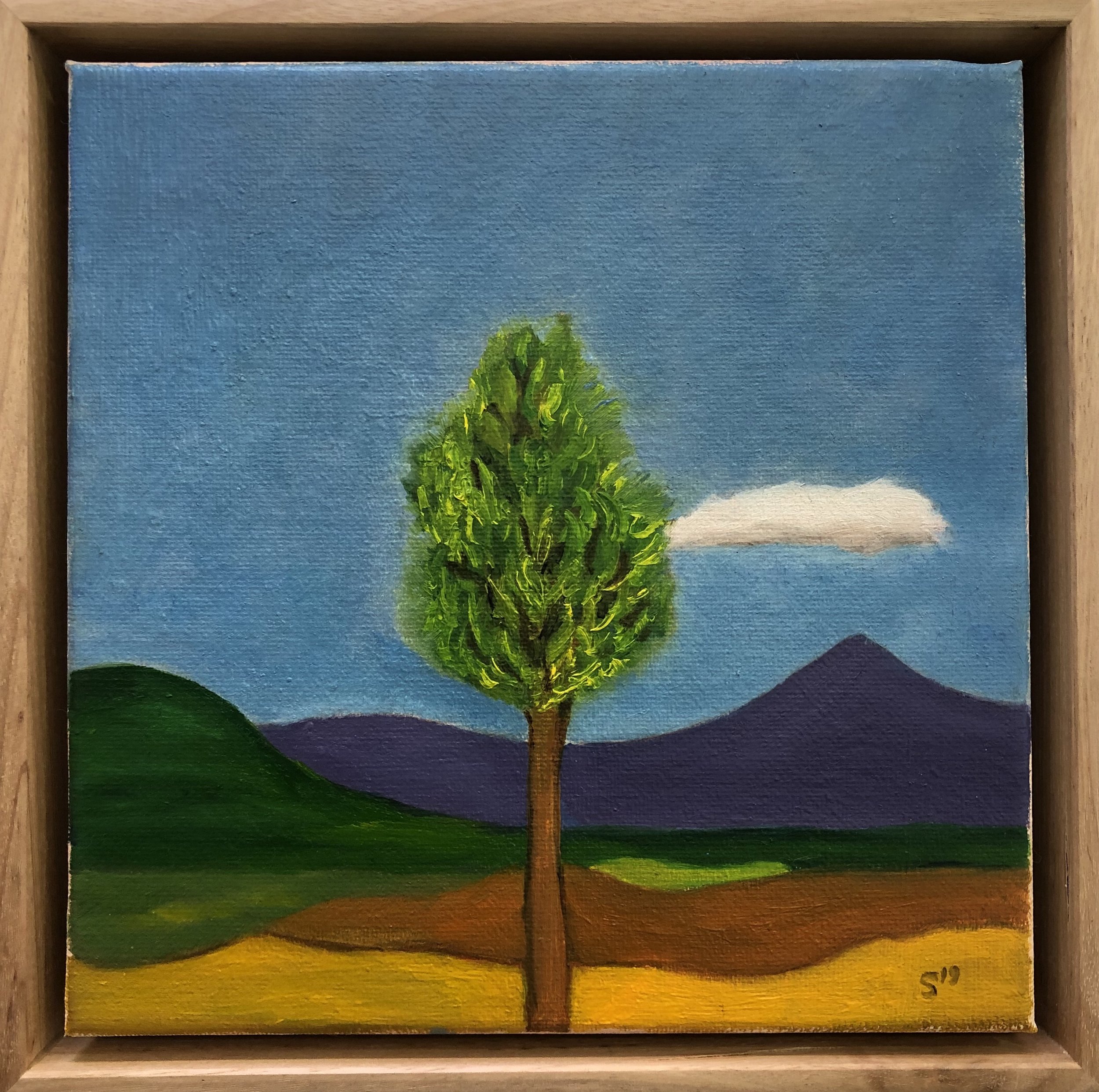 6. Malcolm Sands Bylong Valley View 2019 oil on canvas 23 x 23cm framed $250.00