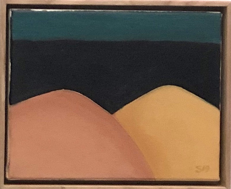 20. Malcolms Sands One Thing Leading to Another 2019 oil on canvas 22.5 x 28cm framed $280.00