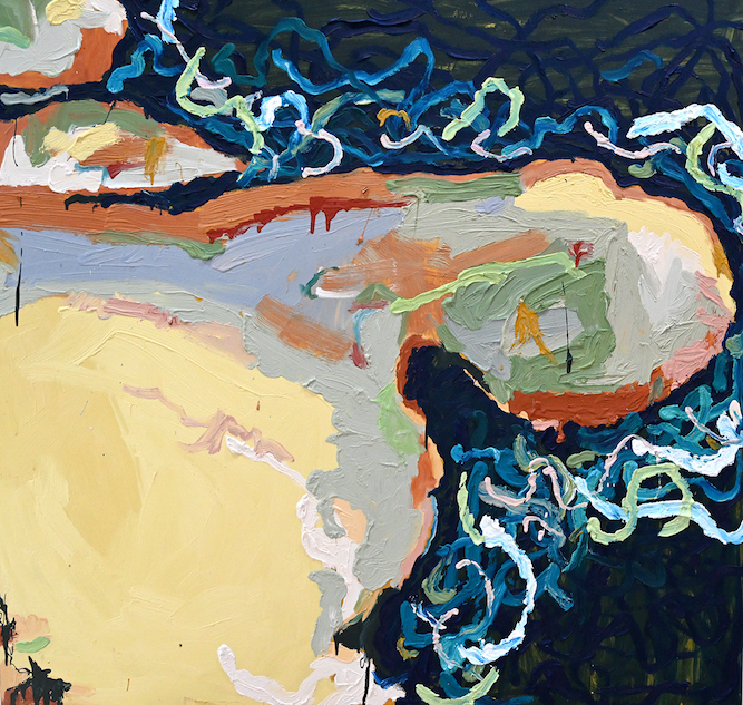 Michelle Teear Munmorah Rock Shelf 2019 oil on plywood 120 x 120cm framed $2200.00