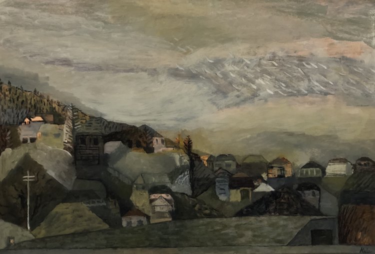 Paul Maher Anzac Walk - downhill 2018 oil on canvas 85 x 125cm framed $1100.00