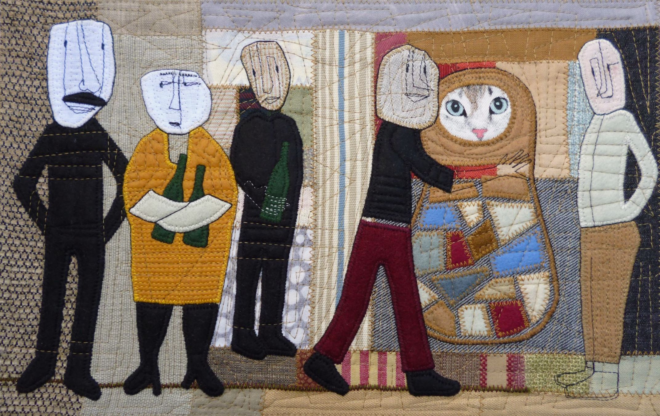 Olivia Parsonage I saw this and thought of you 2019 fabric illustration on paper 22.2x 34.8cm (image) 29.7 x 42cm (paper)