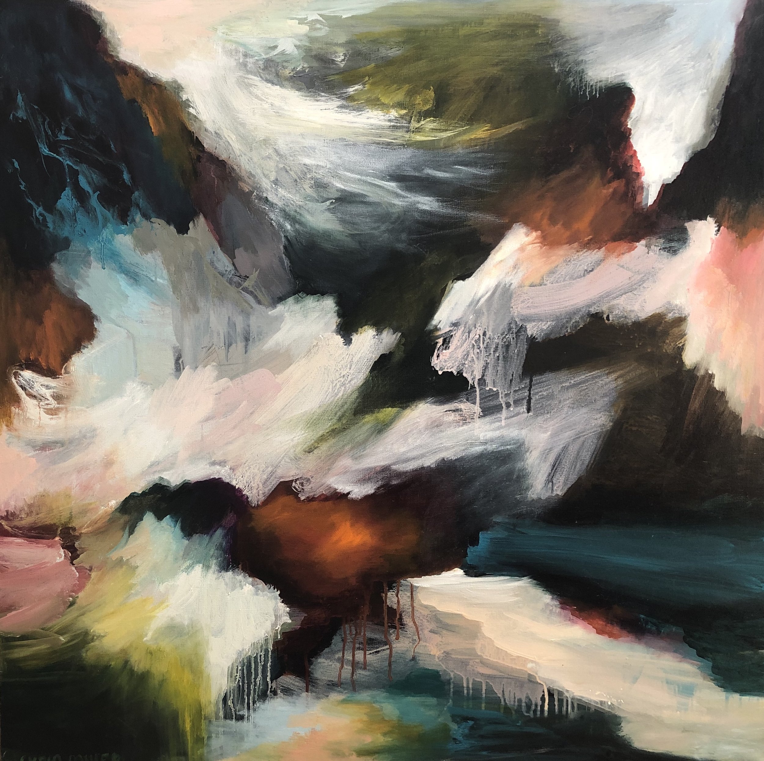 Lydia Miller Coastal Landscape oil on canvas 91x91cm $2200.00