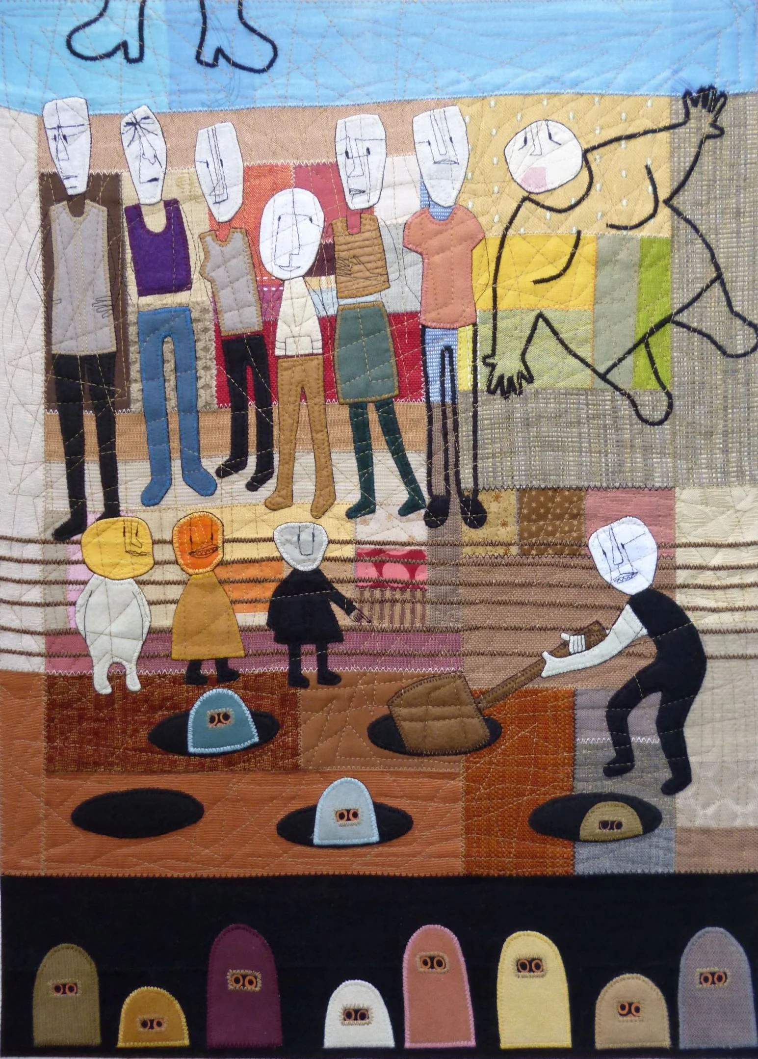 Olivia Parsonage The fat floats to the top 2019 fabric illustration on paper 61x44.3cm (image) 76x56cm (paper)