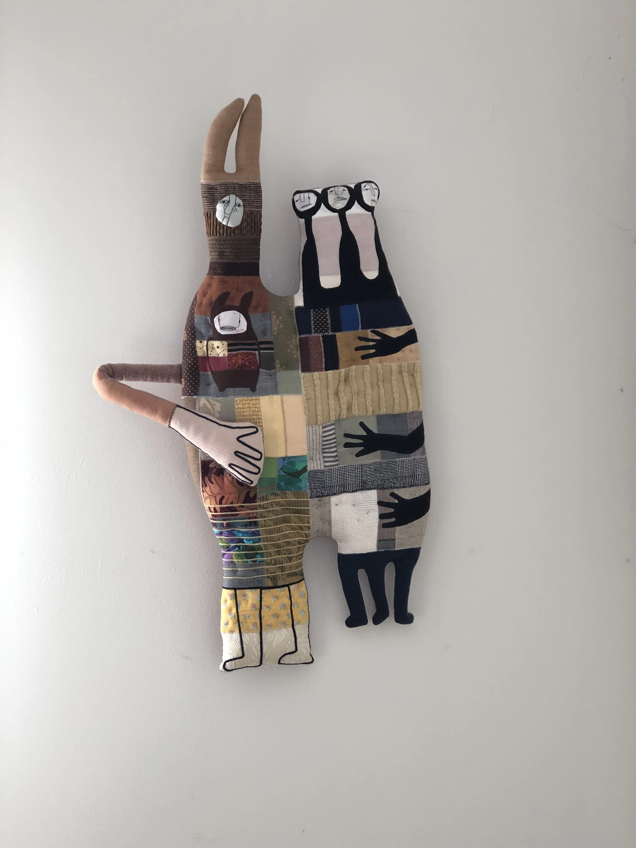 Olivia Parsonage Bunnyman, recycled fabric, soft wall sculpture $550.00