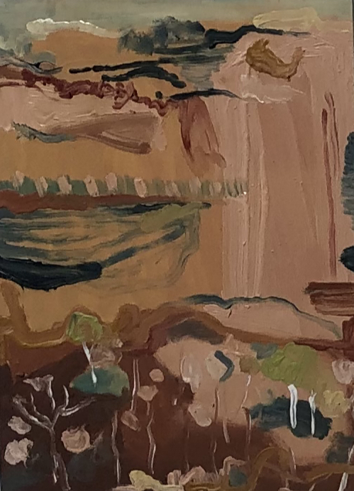 Michelle Teear Red Cliff 2019 (En plein study in Jasper Gorge, Gregory NP, NT) Oil on plywood, egg emulsion 400 x 300mm $300.00 unframed $400.00 framed