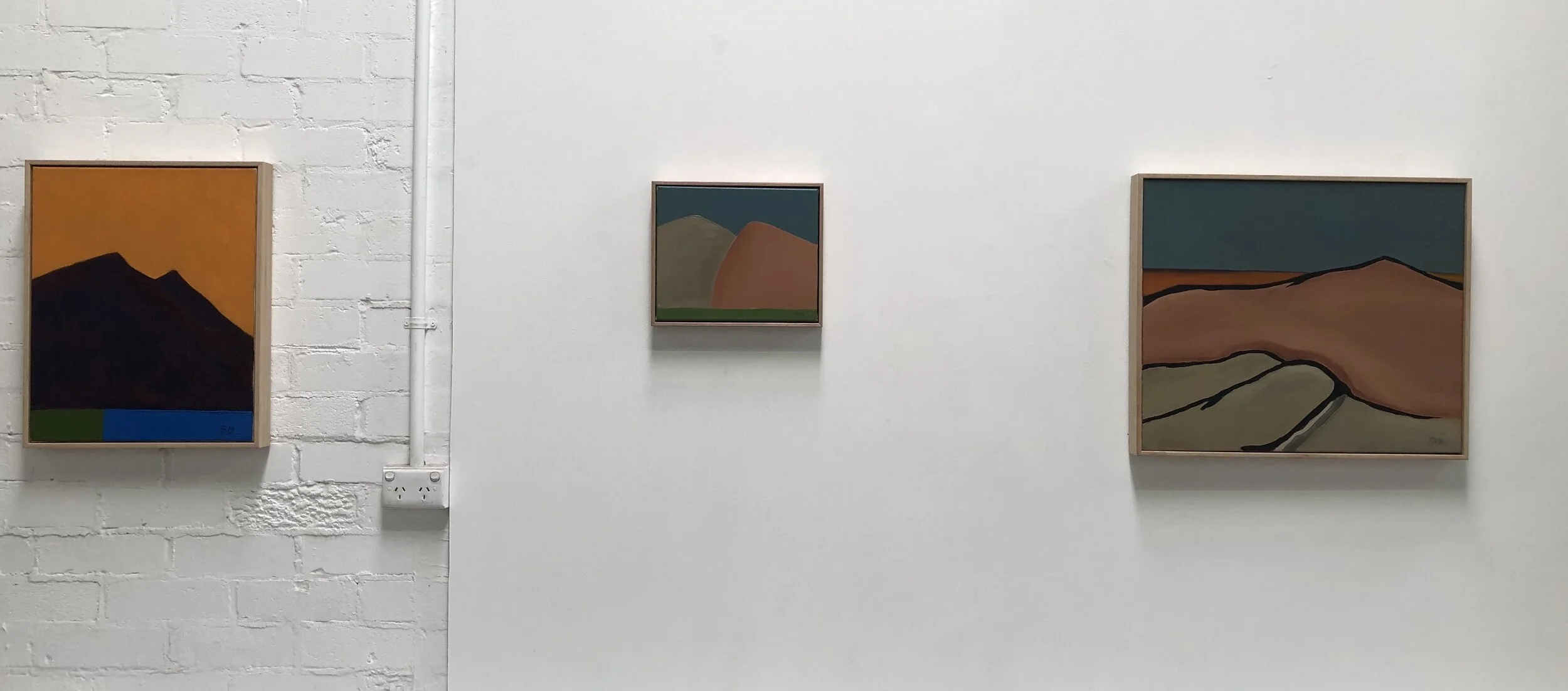 14. Malcolm Sands Broken Back II , 2019 oil on canvas 53x43cm $550.00 15. Malcolm Sands Discovering Etel Adnan , 2019 oil on canvas 27.5x32cm $300.00 16. Malcolm Sands Metamorphosis I , 2019 oil on canvas 53x63cm $650.00