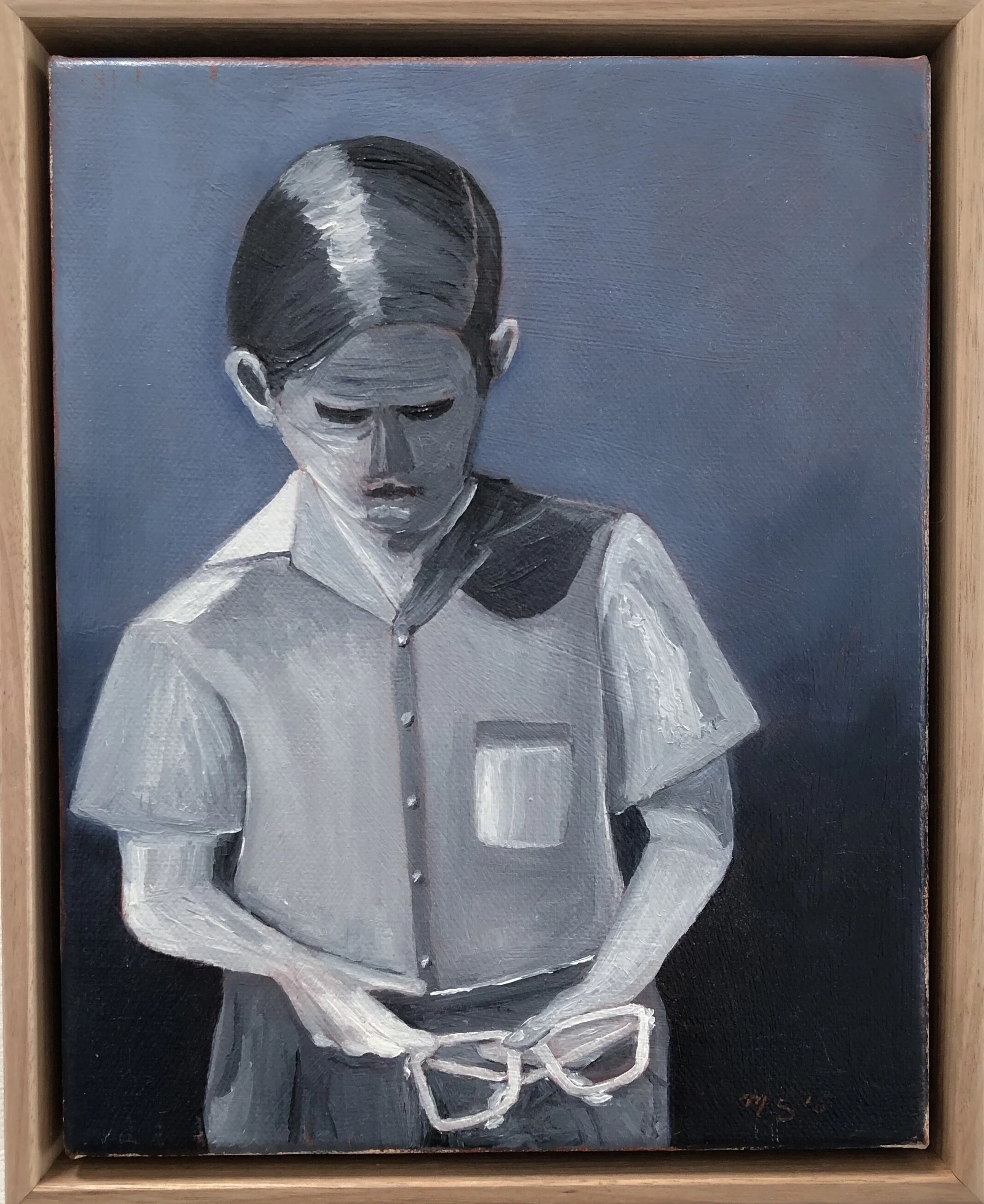 1. Malcolm Sands Sunglasses for Christmas 1968 2019 oil on canvas 28x23cm framed $280.00