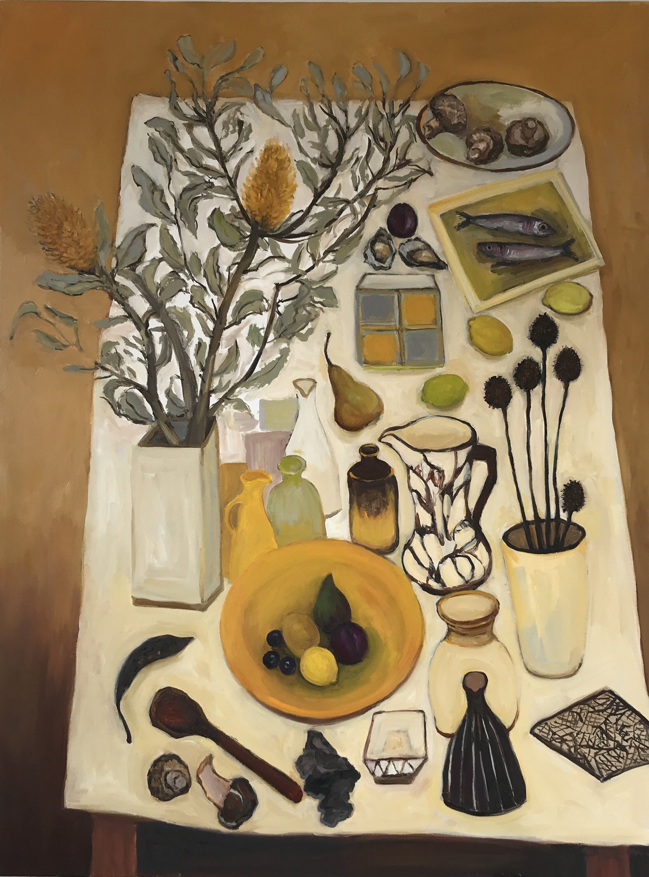 Lydia Miller Lydia Miller Still-Life with two fish 2020 oil on canvas 123cm x 92cm.jpg