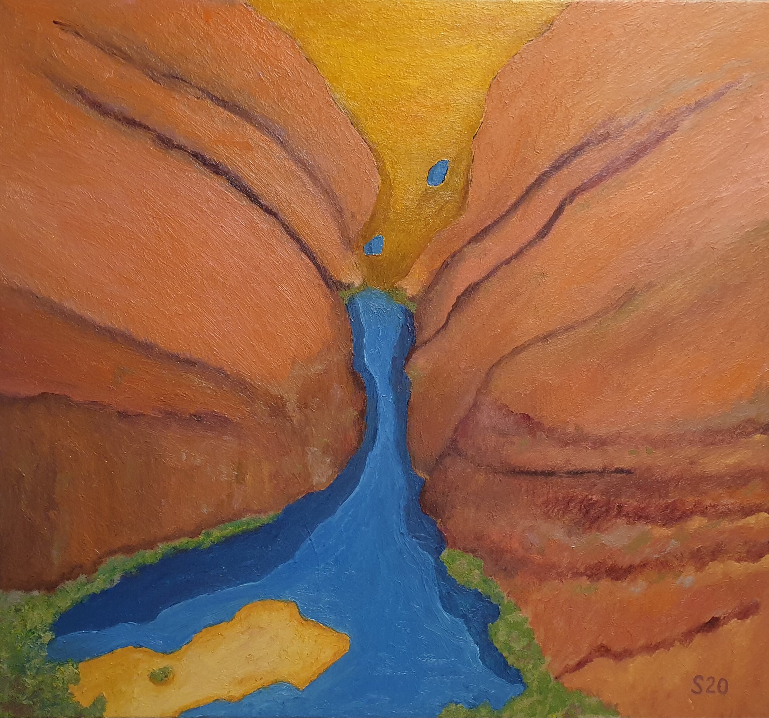  Malcolm Sands 'West MacDonnell Ranges IV' 2020 oil on canvas 84cm x 91cm $1800.00  