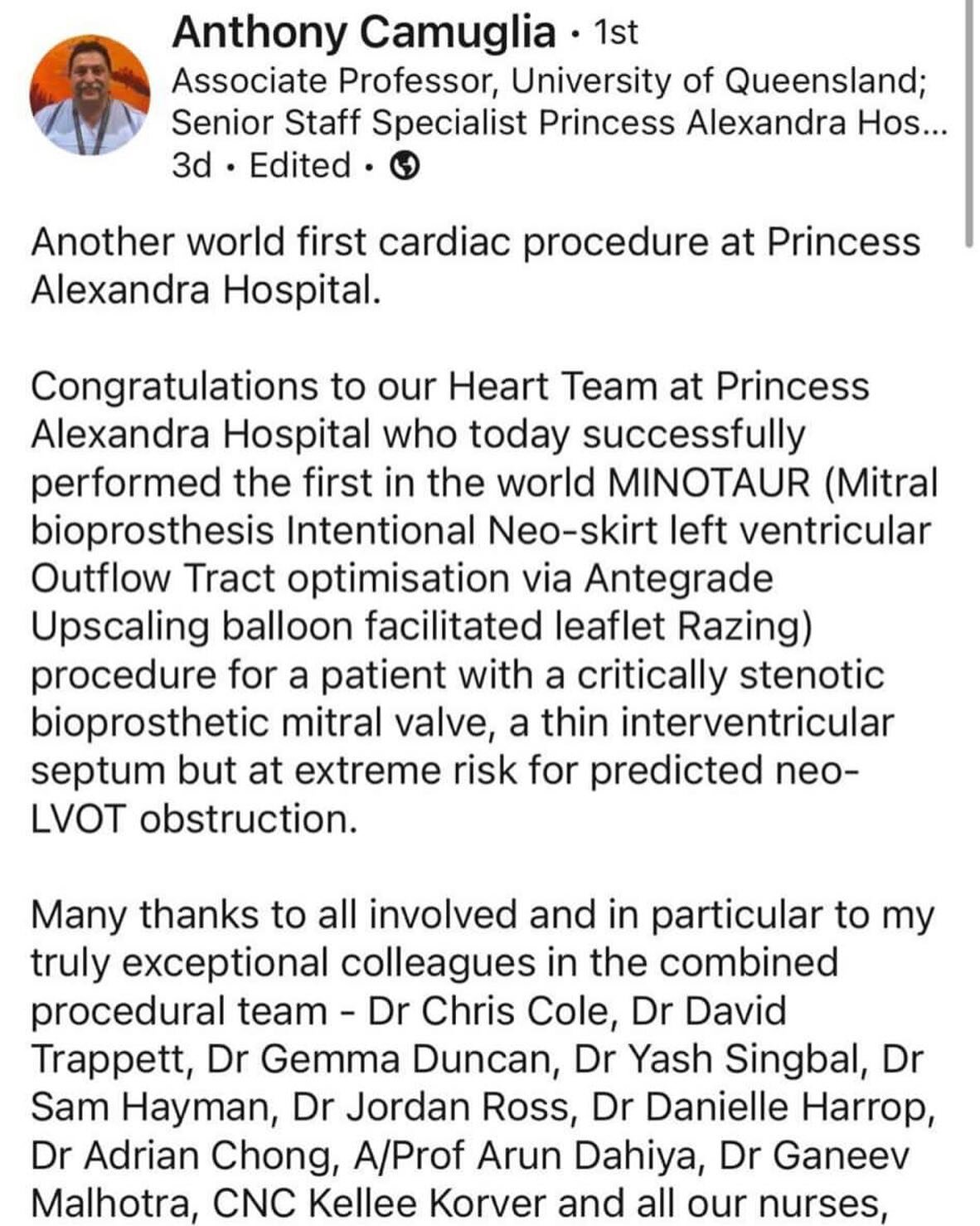 Those acronyms don&rsquo;t write themselves. 

#minotaur #heartteam #transcatheter #ecmonexttime #mitral @jcamuglia03