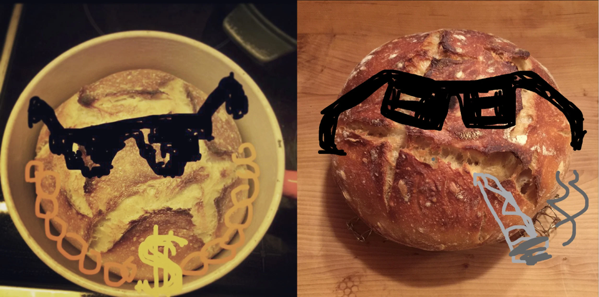 Anders Smebyes egne surdeigsbrød som stod til folding og heving under samtalen.
