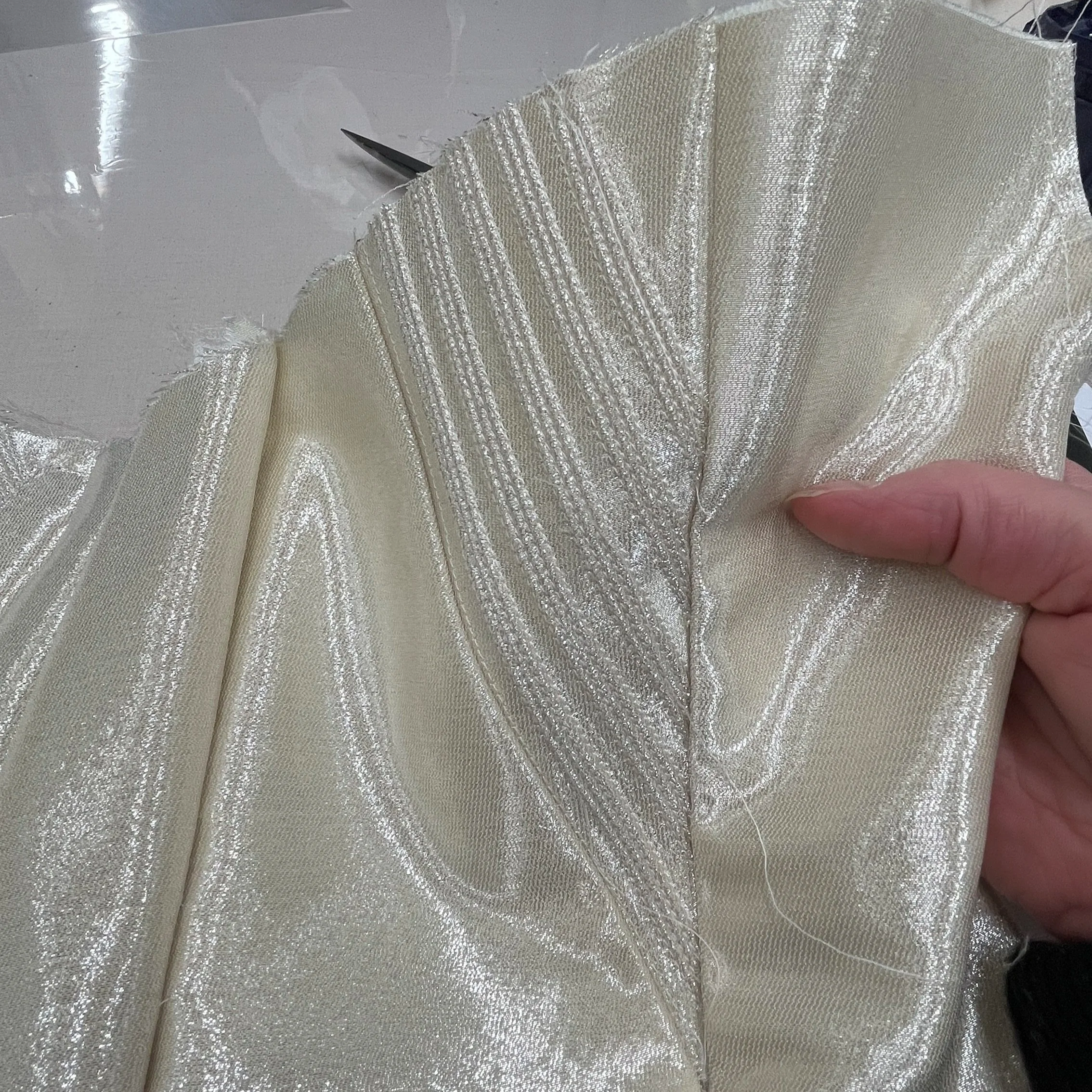 A close up of the corset cording detail on the wedding corset made for Wuthering Heights Margot Robbie