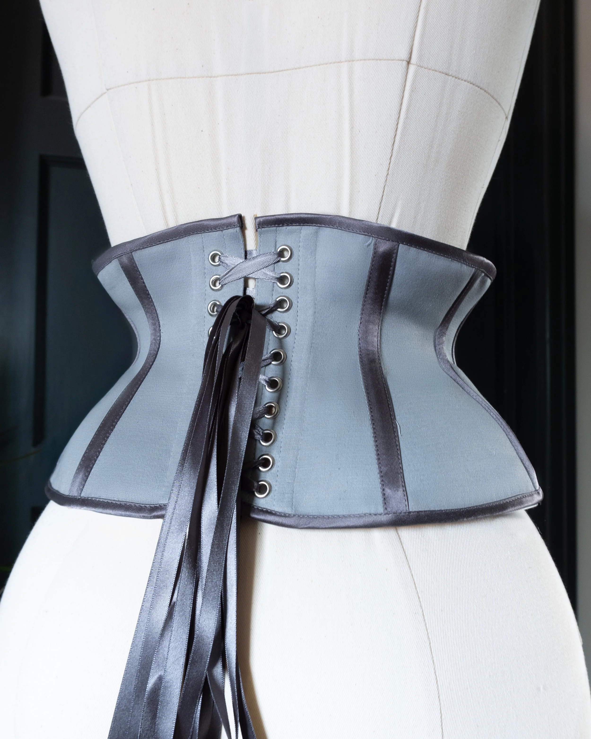 Grey sateen smooth underbust corset cincher-1.jpg