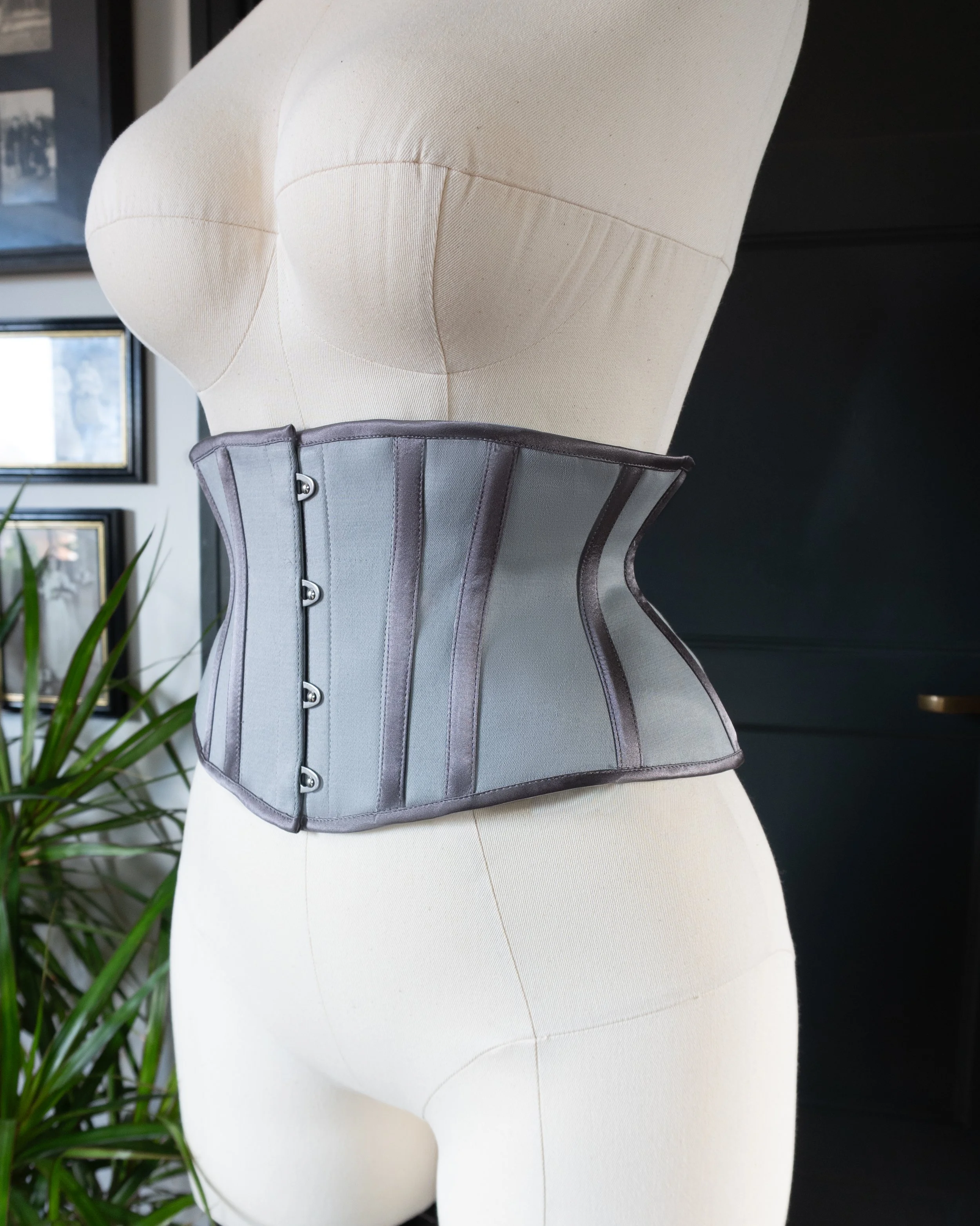 Grey sateen smooth underbust corset cincher-2.jpg