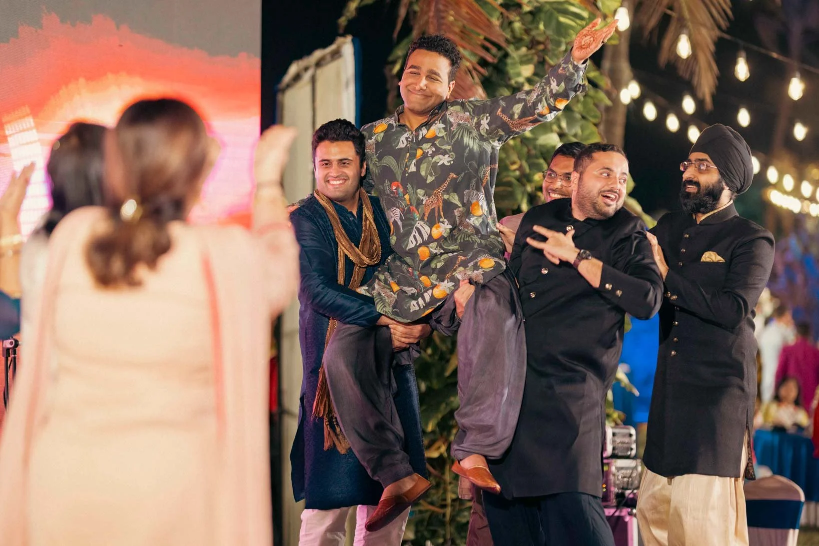 Groom's dance with all his friends during wedding sangeeth performance