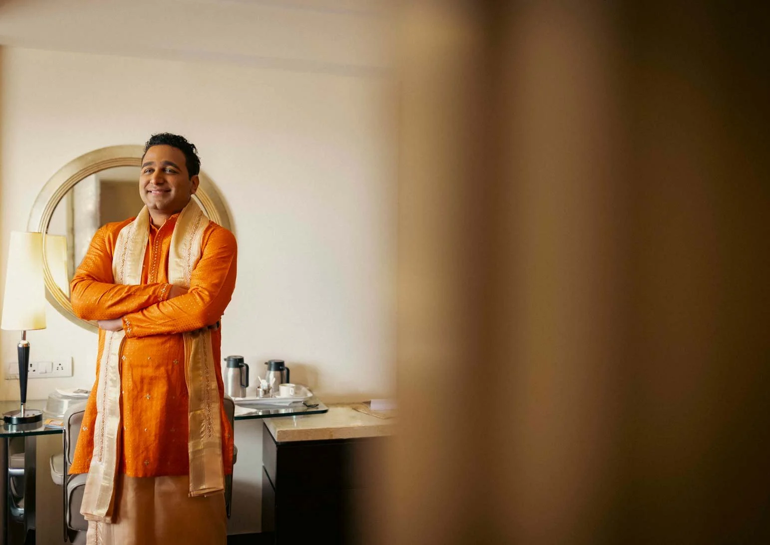 Portrait of a Indian Groom as he smiles 