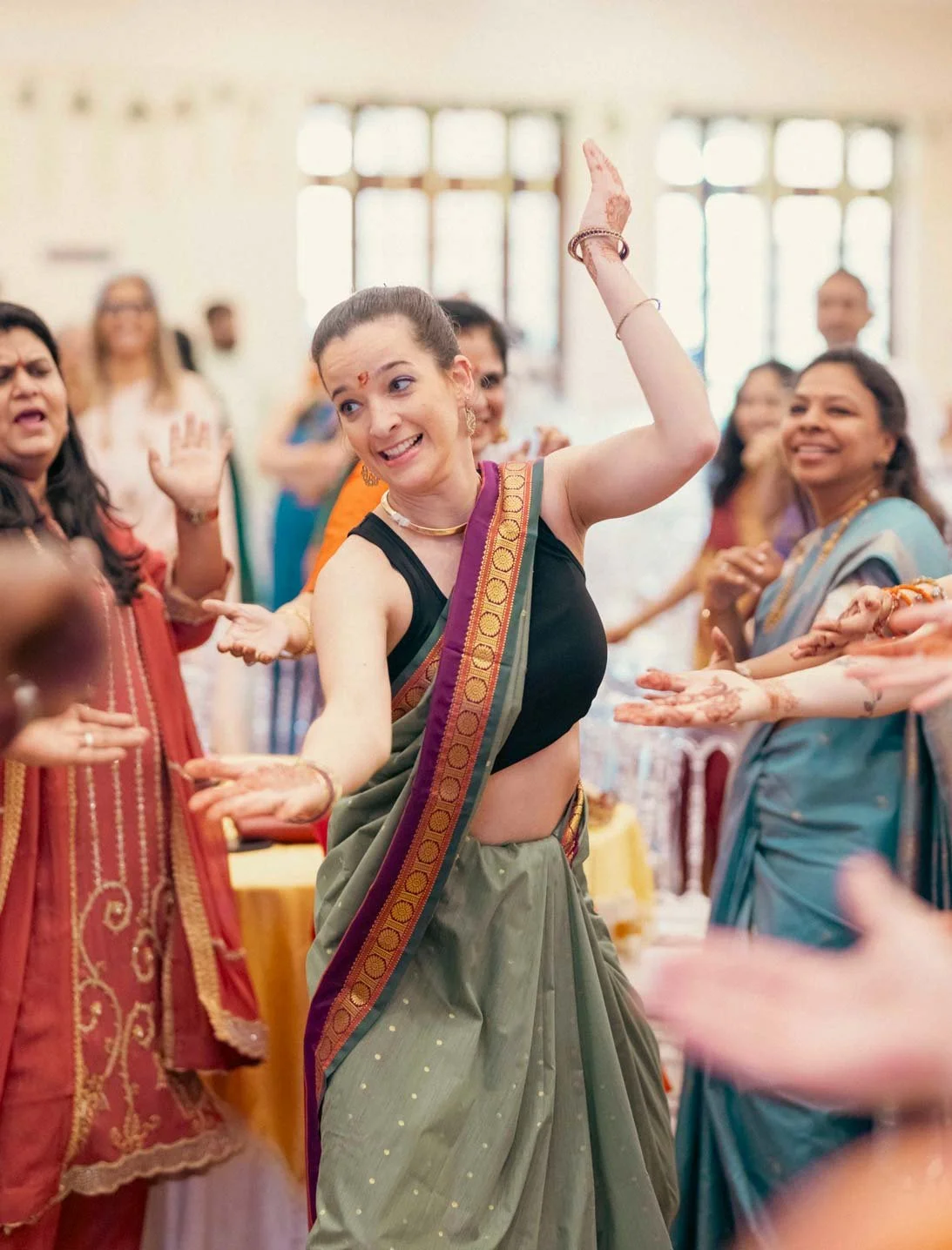 Bridesmaid dances to Indian Music  during South Indian Wedding