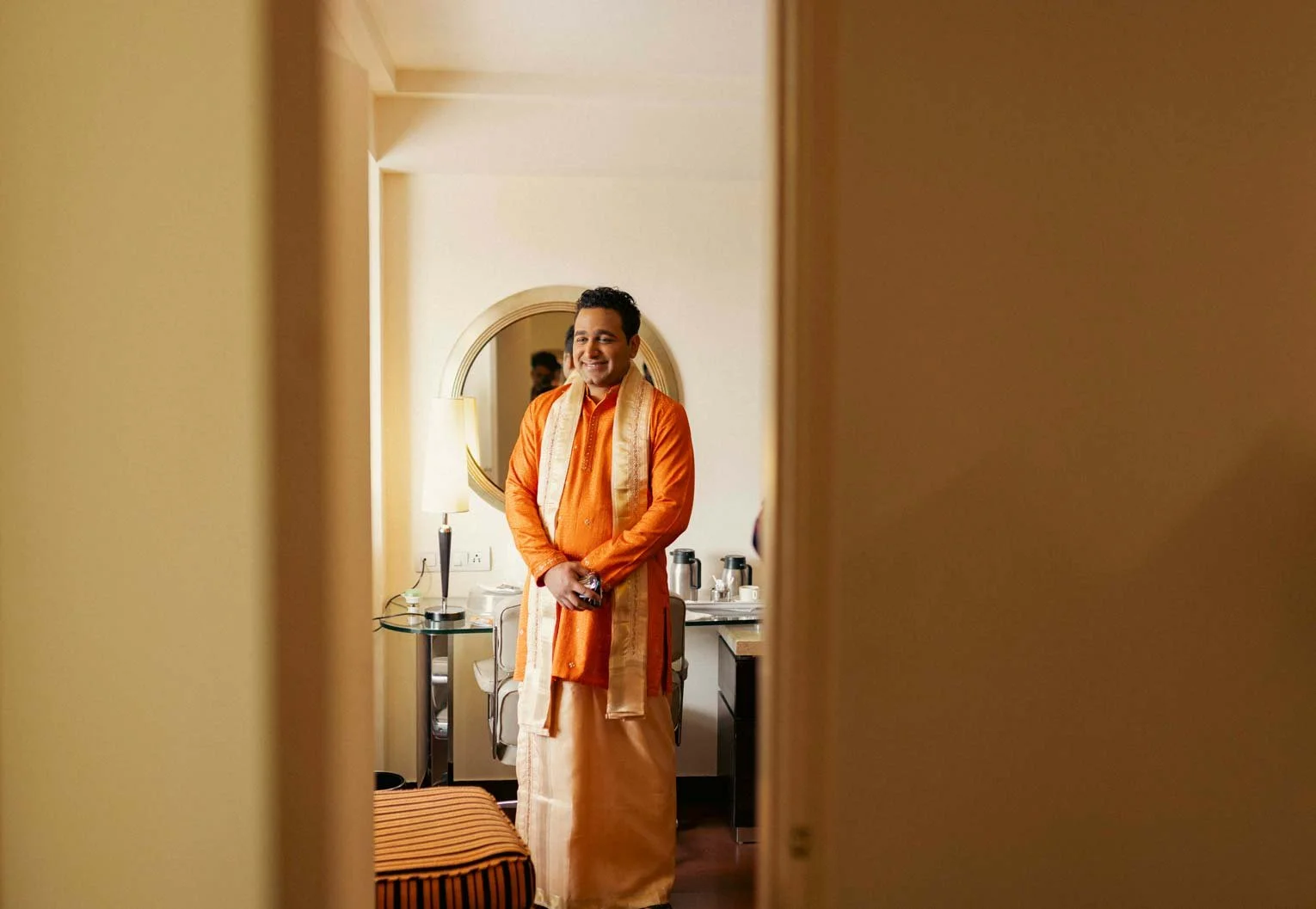Portrait of a Indian Groom as he smiles 