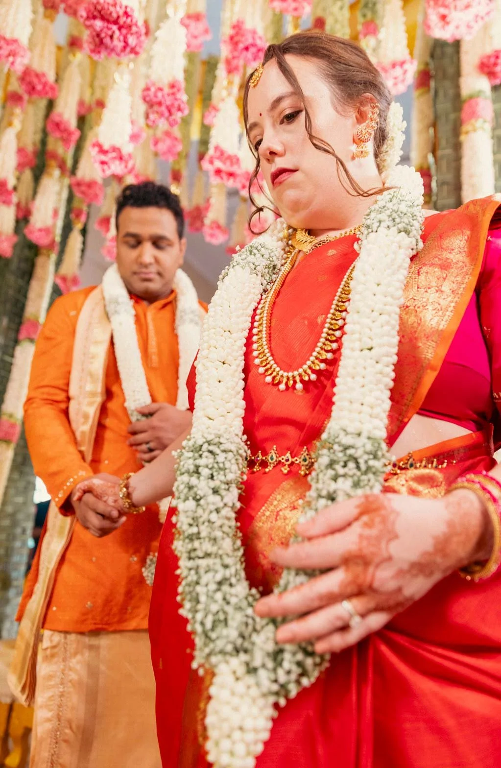 South Indian bride and groom during their pheras