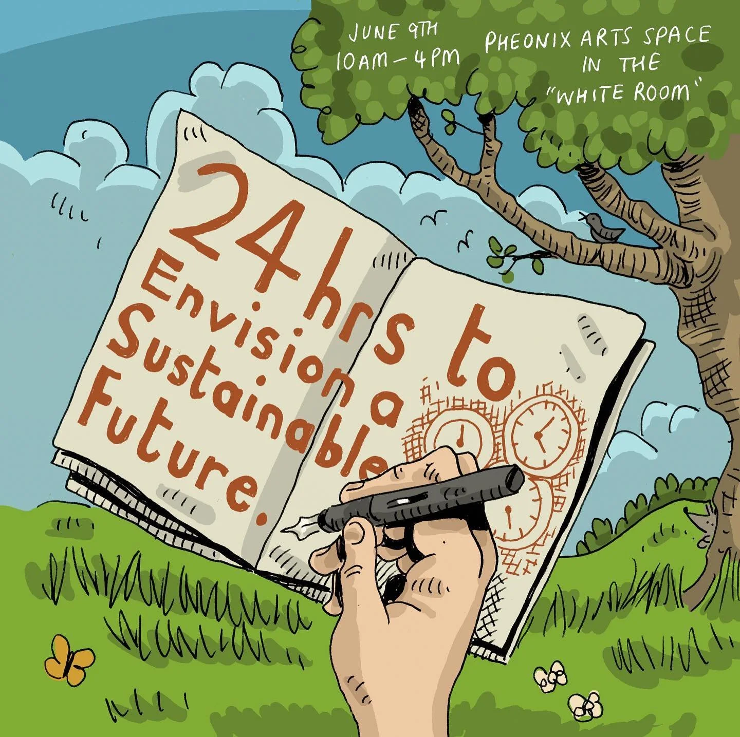 On the 9th of June Dr Chris Sandom (@sussexuni ) and I are planning to stay up for 24hrs and draw a comic that will envision a more sustainable future. We must be mad! I can&rsquo;t wait! 😂💚💪

The event will take place at the white room in 
@phoen