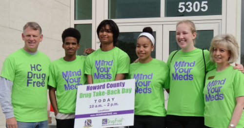 County Executive Allan Kittleman, members of HC DrugFree's Teen Advisory Council, and HC DrugFree's Executive Director Joan Webb Scornaienchi