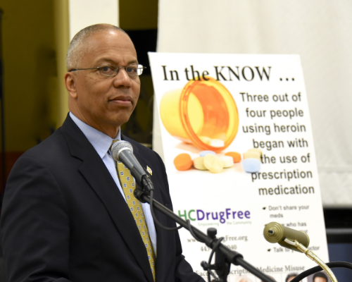 Photo provided by Governor's Photo Gallery. Lt. Boyd Rutherford complimenting HC DrugFree's In the KNOW campaign.