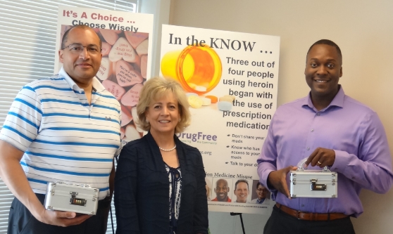 Pictured left to right are The Honorable William V. Tucker, HC DrugFree's Executive Director Joan Webb Scornaienchi and Howard County Council Chair Dr. Calvin Ball