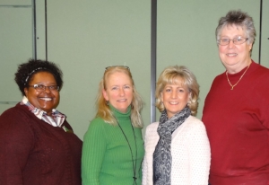 Pictured: HCC Director of Student Life, Schnell Garrett; HCC Mental Health Counselor, Kassy Hargadon-Zester; HC DrugFree Executive Director, Joan Webb Scornaienchi; and HCC Athletic Director, Diane Schumacher.