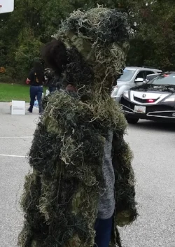 Middle school student in camouflage