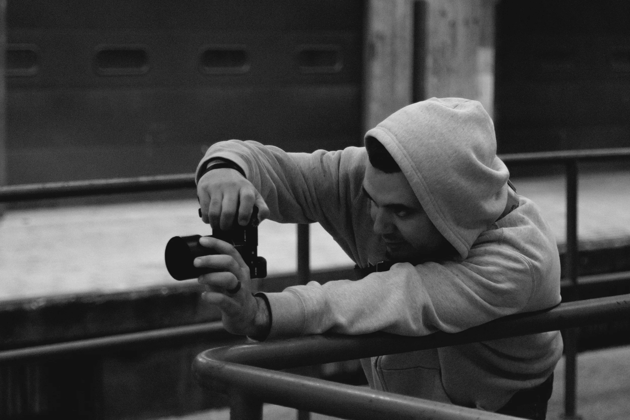 Photographer in his element with his tools