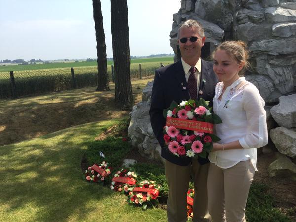 Minister Darin King & Charlotte Parrott, who's great-great uncle George Philips died at Gueudecourt