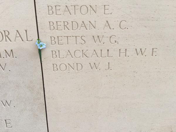 Herbert Blackall, the only former RNFLDR member to be honored at Menin Gate