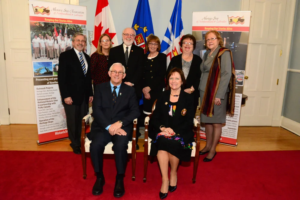 Members of the Mizzen Heritage Society at the Government House reception with Their Honours