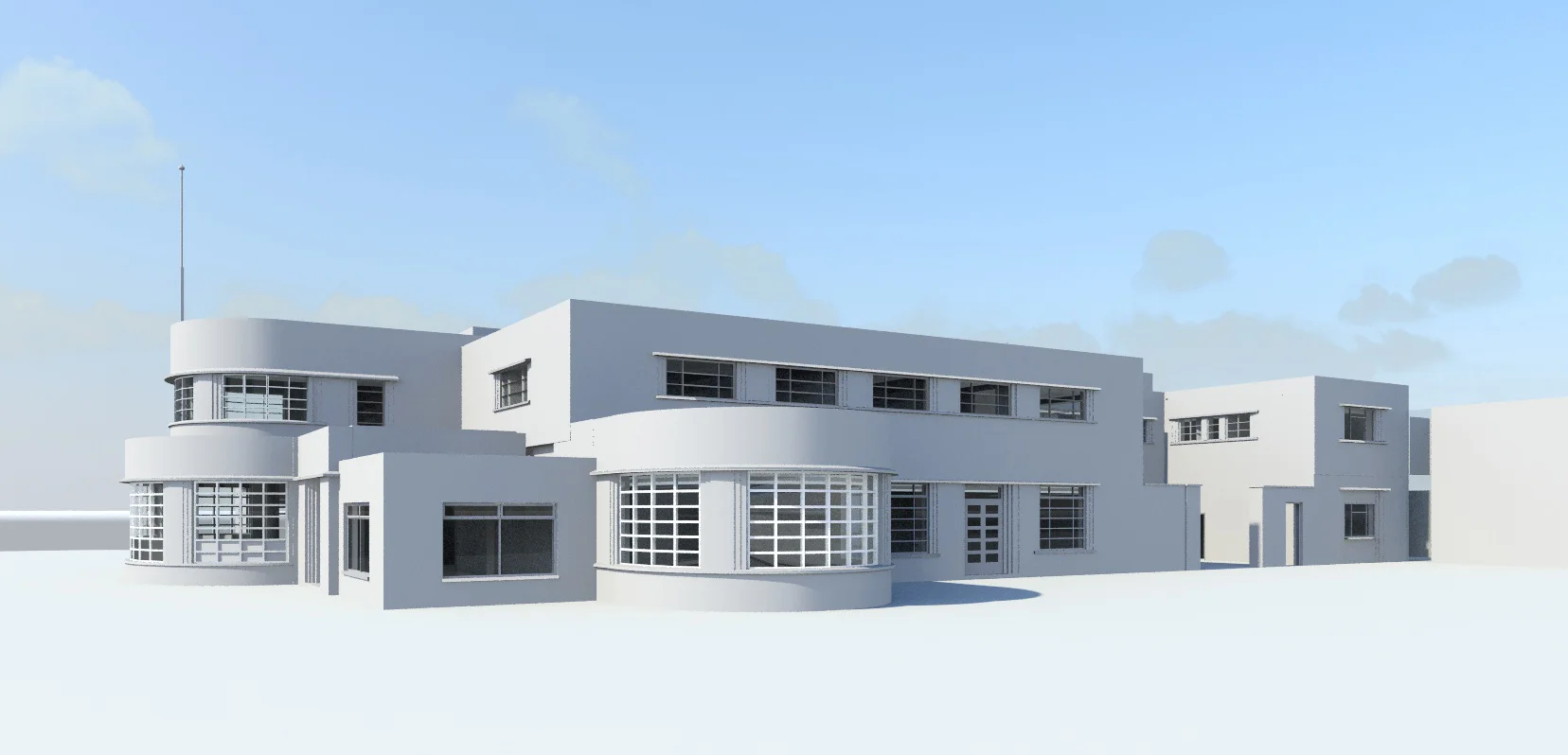 Example of a SUMO Revit model - SUMO were asked to produce a model of The Comet Hotel which is Grade II listed. The Revit model focused on the detailed elements including brickwork features and sills, and an internal Art Deco staircase and ceiling covings