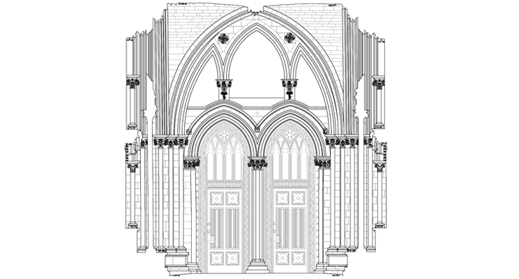2D plans and elevations at St Albans Cathedral created by APR Services