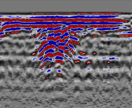 3. This image shows a radar transect – a vertical slice through the ground giving an indication of depth..