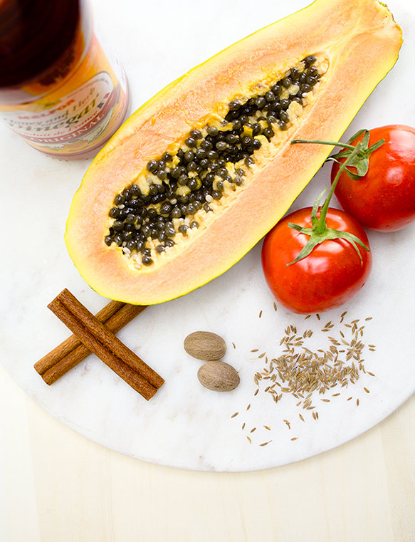 Fresh Ingredients for Papaya Ketchup | flavortheory.com