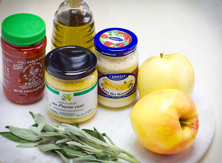 Fresh Ingredients for Savory Apple Dipping Sauce | flavortheory.com