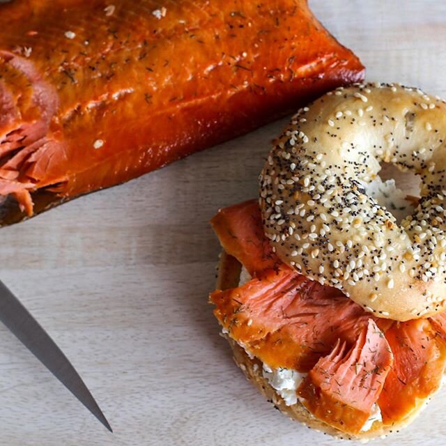 I made cured and hot smoked salmon at home! My primary grocery store has been sold out of my beloved lox for weeks, but luckily I have pounds of beautiful @iliamnafishco salmon in the freezer and an awesome Camerons stovetop smoker that&rsquo;s been 