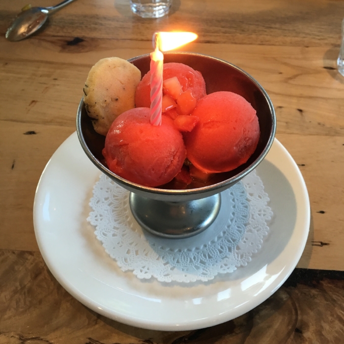 Strawberry Rhubarb Sorbet from Launderette