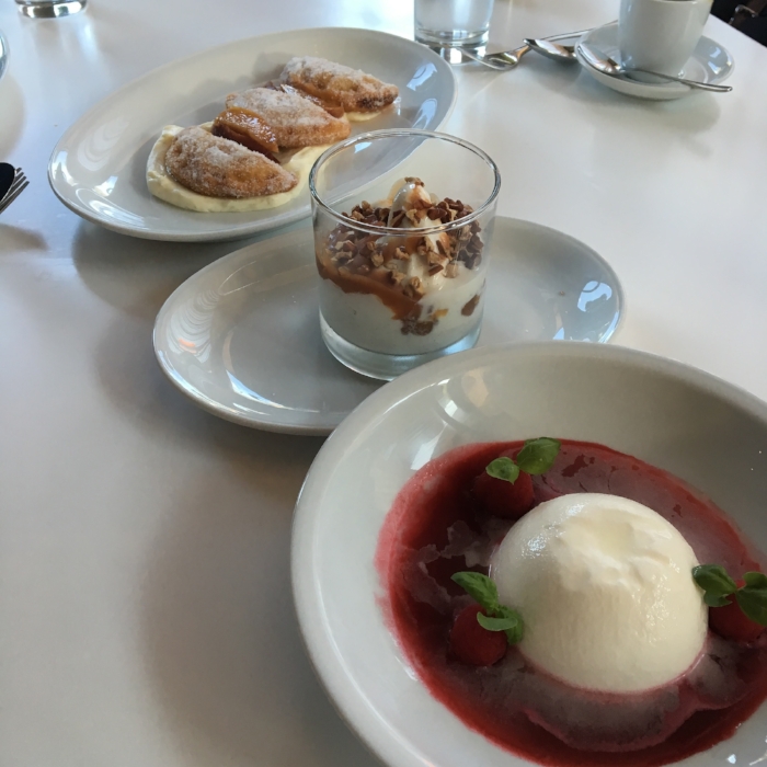 Peach Empanadas, Salted Caramel Sundae, Lemon Semifreddo