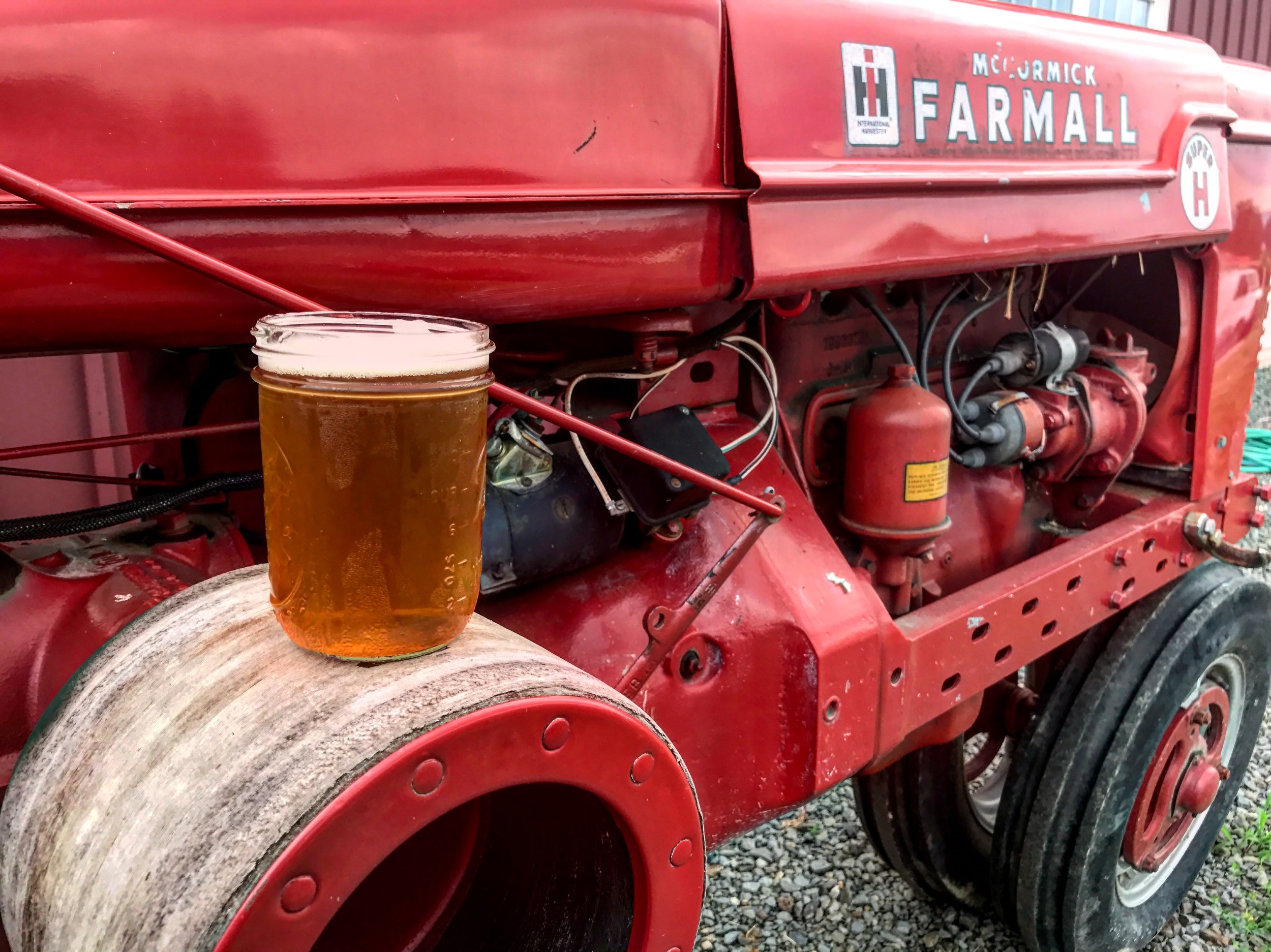 Picture of cider on red tractor