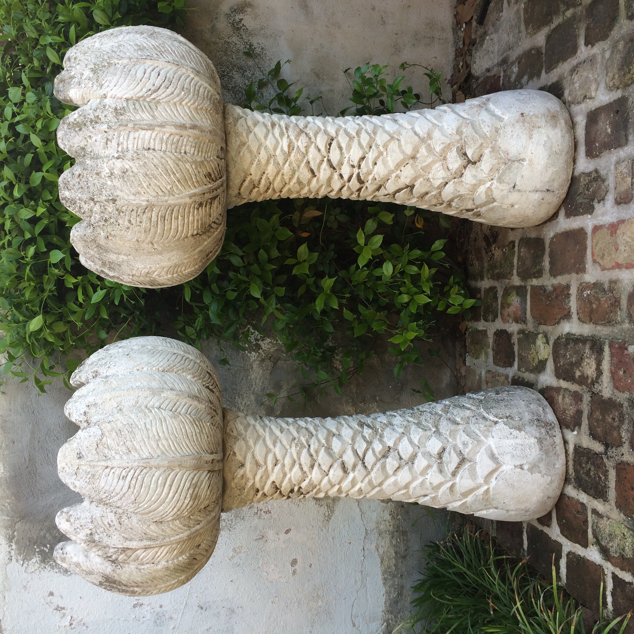 3047. circa 1930s French Cast stone palm planters 1_Charleston Garden Works.JPG