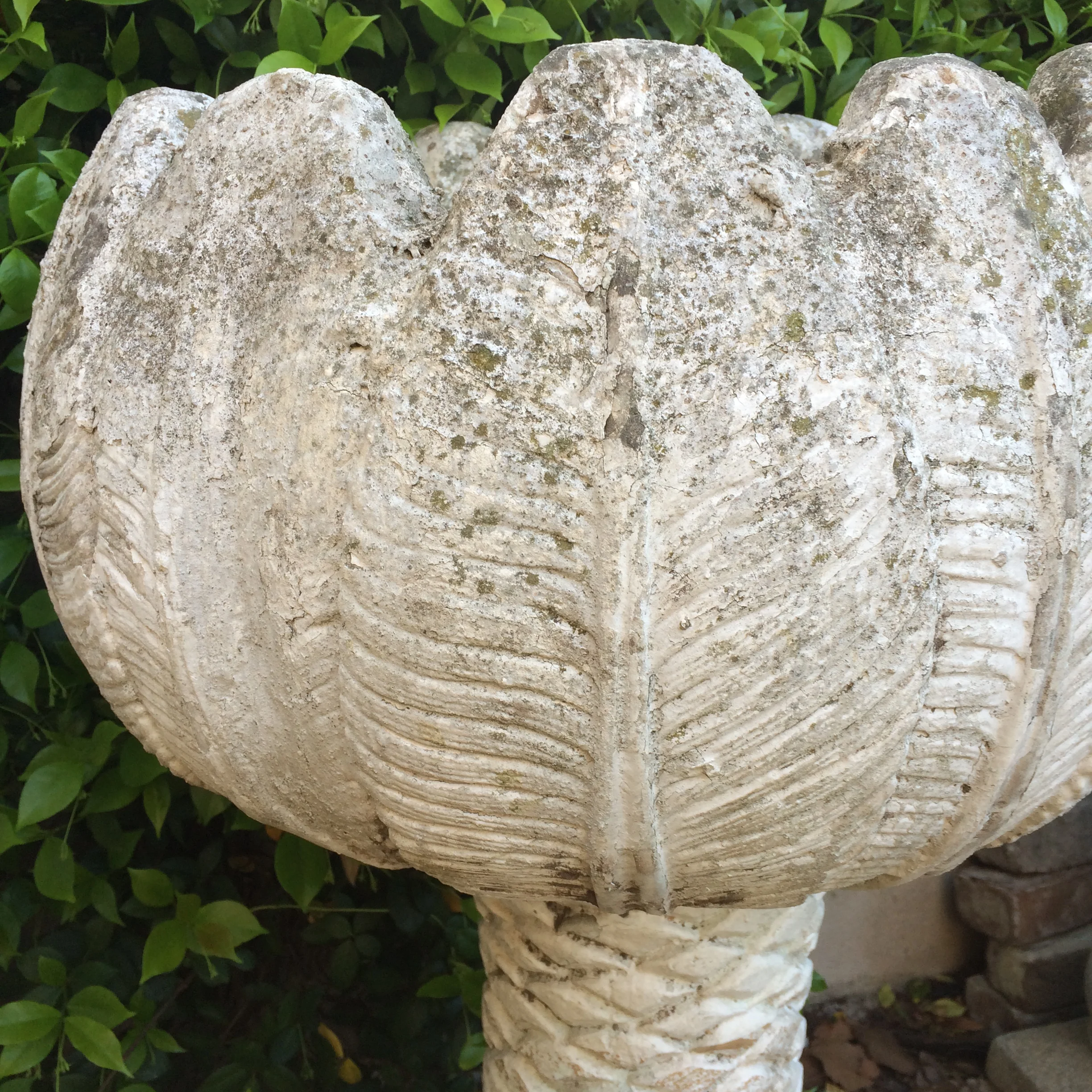 3047. circa 1930s French Cast stone palm planters 8_Charleston Garden Works.JPG